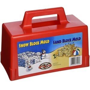 Two Red Snow and Sand Block Molds and 1 Snowball Maker